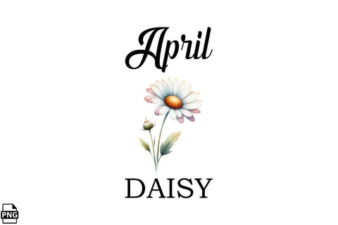 Watercolor Birth Month Flower April Daisy Clipart Printable File Sublimation Creativedesigntee 
