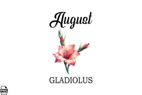 Watercolor Birth Month Flower August Gladiolus Clipart Printable File Sublimation Creativedesigntee 