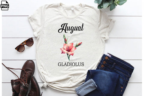 Watercolor Birth Month Flower August Gladiolus Clipart Printable File Sublimation Creativedesigntee 