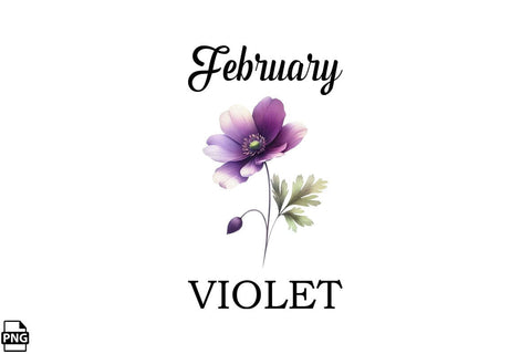 Watercolor Birth Month Flower February Violet Clipart Printable File Sublimation Creativedesigntee 