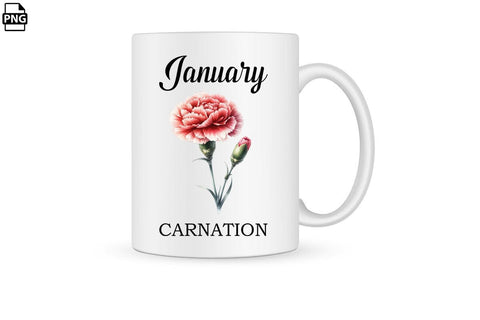 Watercolor Birth Month Flower January Carnation Clipart Printable File Sublimation Creativedesigntee 