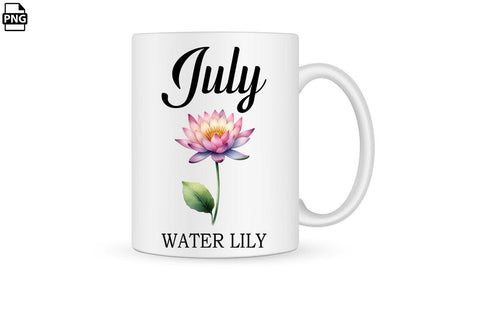 Watercolor Birth Month Flower July Water Lily Clipart Printable File Sublimation Creativedesigntee 