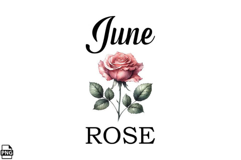 Watercolor Birth Month Flower June Rose Clipart Printable File Sublimation Creativedesigntee 