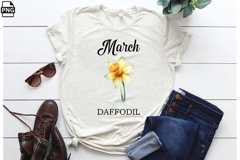 Watercolor Birth Month Flower March Daffodil Clipart Printable File Sublimation Creativedesigntee 