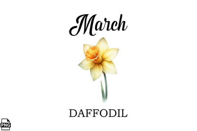 Watercolor Birth Month Flower March Daffodil Clipart Printable File Sublimation Creativedesigntee 