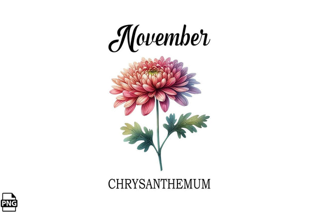 Watercolor Birth Month Flower November Chrysanthemum Clipart Printable File Sublimation Creativedesigntee 