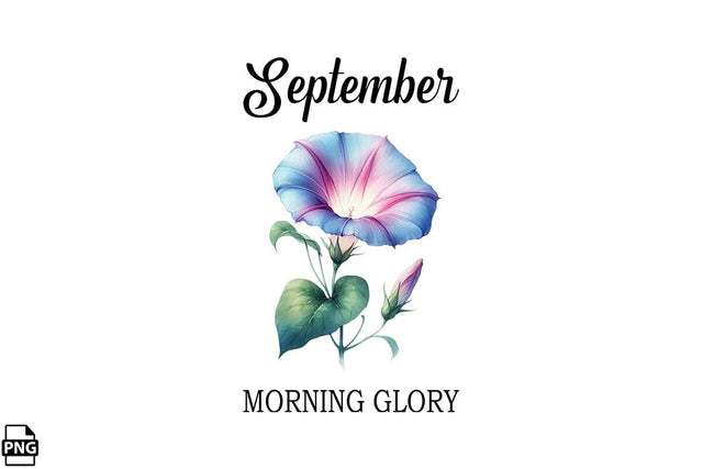Watercolor Birth Month Flower September Morning Glory Clipart Printable File Sublimation Creativedesigntee 