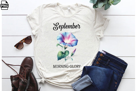 Watercolor Birth Month Flower September Morning Glory Clipart Printable File Sublimation Creativedesigntee 