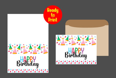 Watercolor Birthday Card Printable With Envelope pdf SVG zafrans studio 