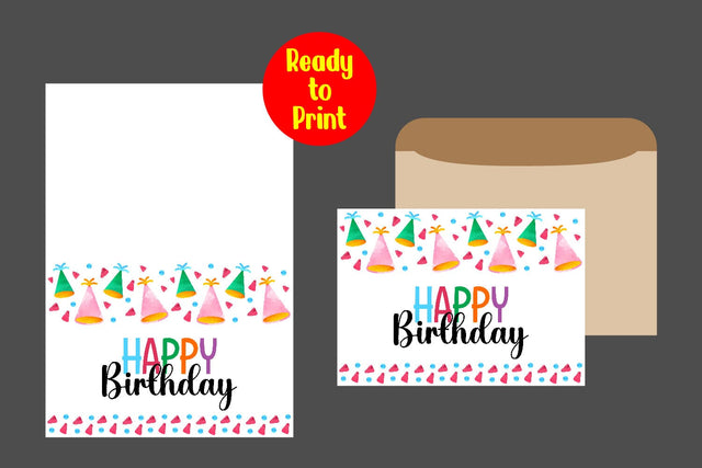 Watercolor Birthday Card Printable With Envelope pdf SVG zafrans studio 