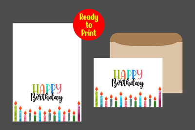 Watercolor Birthday Card Printable With Envelope pdf SVG zafrans studio 