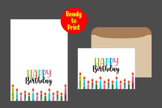 Watercolor Birthday Card Printable With Envelope pdf SVG zafrans studio 