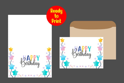 Watercolor Birthday Card Printable With Envelope SVG zafrans studio 