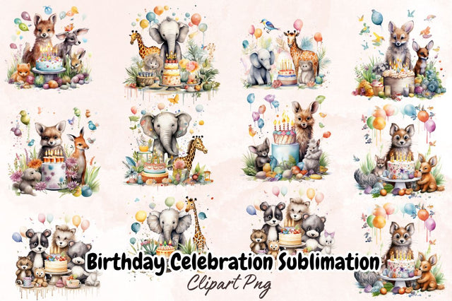 Watercolor Birthday Celebration Sublimation Clipart Bundle Sublimation Designangry 
