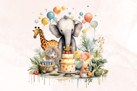 Watercolor Birthday Celebration Sublimation Clipart Bundle Sublimation Designangry 