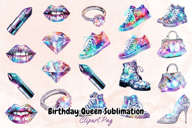 Watercolor Birthday Queen Sublimation Clipart Bundle Sublimation Designangry 