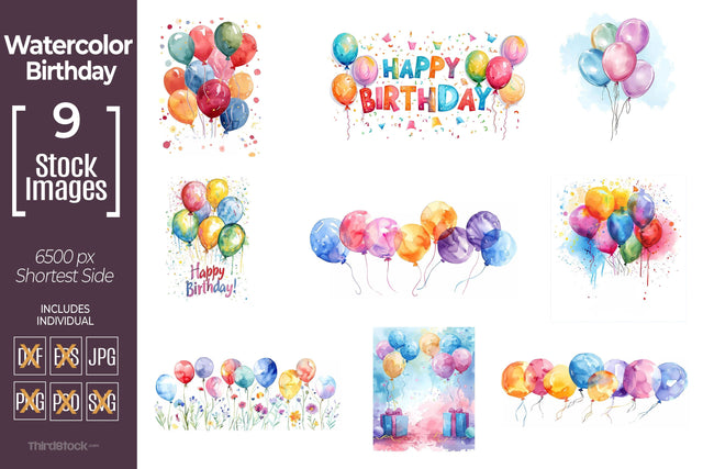 Watercolor Birthday SVG AfterTenDesign 