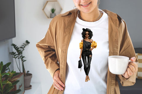 Watercolor Black Fashion Girl Woman Clipart Bundle Sublimation Designangry 