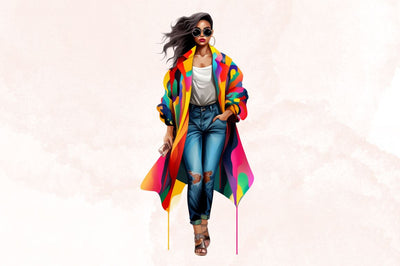 Watercolor Black Fashion Girl Woman Clipart Bundle Sublimation Designangry 