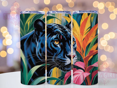 Watercolor Black Panther Tumbler, Watercolor Art, Wild Cat, Abstract Design, Animal Lover, 20Oz Tumbler, Sublimation Wrap Sublimation SvggirlplusArt 
