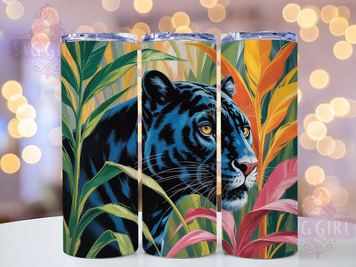 Watercolor Black Panther Tumbler, Watercolor Art, Wild Cat, Abstract Design, Animal Lover, 20Oz Tumbler, Sublimation Wrap Sublimation SvggirlplusArt 