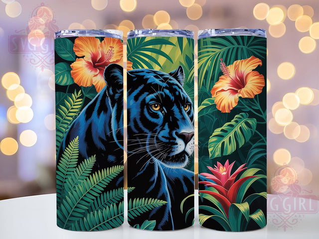 Watercolor Black Panther Tumbler, Watercolor Art, Wild Cat, Abstract Design, Animal Lover, 20Oz Tumbler, Sublimation Wrap Sublimation SvggirlplusArt 