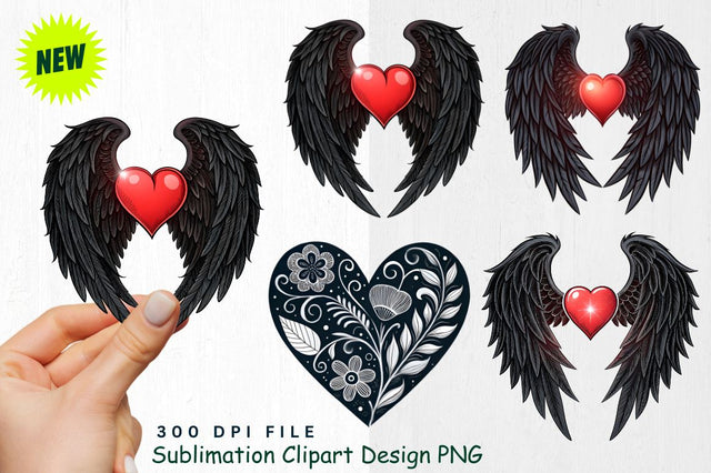 Watercolor Black Valentine Clipart Sublimation Regulrcrative 