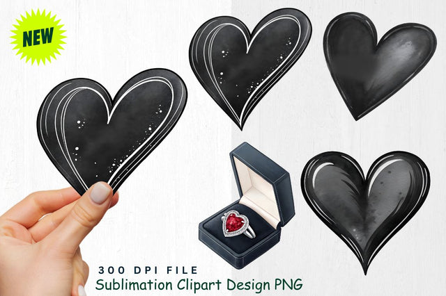 Watercolor Black Valentine Clipart Sublimation Regulrcrative 
