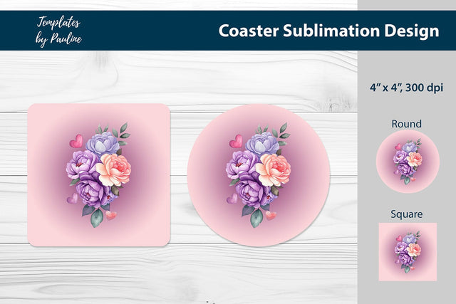 Watercolor Bloom Round Coaster Design for Sublimation Sublimation Templates by Pauline 