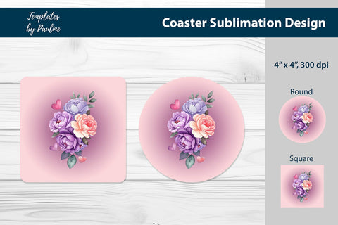 Watercolor Bloom Round Coaster Design for Sublimation Sublimation Templates by Pauline 