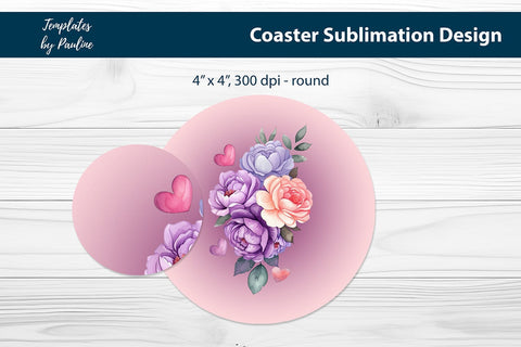 Watercolor Bloom Round Coaster Design for Sublimation Sublimation Templates by Pauline 