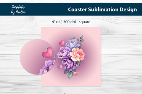 Watercolor Bloom Round Coaster Design for Sublimation Sublimation Templates by Pauline 