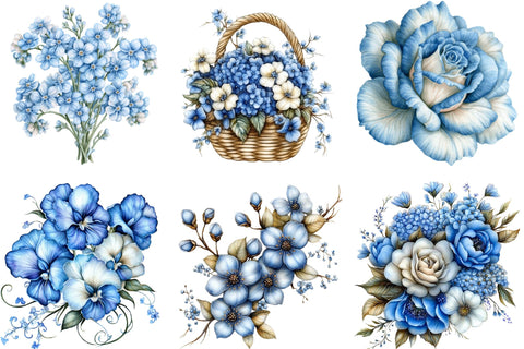 Watercolor Blue Elegant Clipart Sublimation SVGArt 
