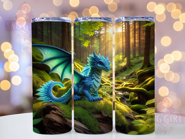 Watercolor Blue Fantasy Dragon Tumbler, Blue Fantasy Wrap, 20Oz Skinny Tumbler, Artistic Dragon Sublimation, Mythical Creature Design, Soft Tone Dragon Wrap, Whimsical Fantasy Tumbler Sublimation SvggirlplusArt 