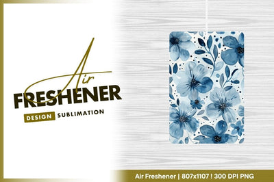 Watercolor Blue Floral Pattern with Leaves and Dots on White Background Sublimation Regulrcrative 