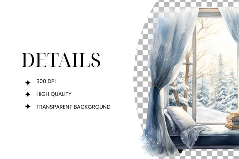 Watercolor Blue & White Reading Clipart Sublimation BijouBay 