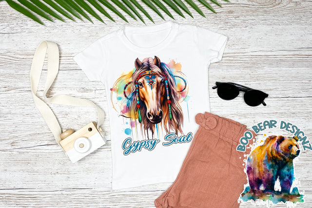 Watercolor Boho Horse Sublimation Sublimation Boo Bear Designz 