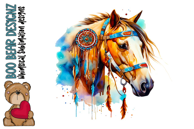 Watercolor Boho Horse Sublimation Sublimation Boo Bear Designz 