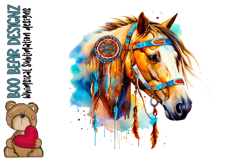 Watercolor Boho Horse Sublimation Sublimation Boo Bear Designz 