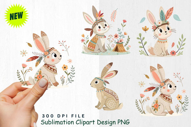 Watercolor Boho Woodland Animals Clipart PNG Sublimation Regulrcrative 