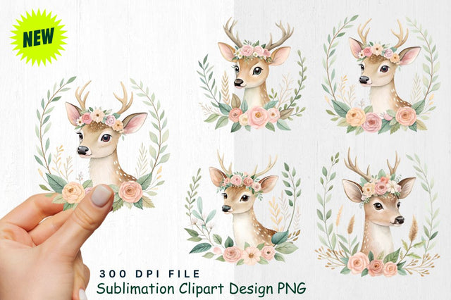 Watercolor Boho Woodland Animals Clipart PNG Sublimation Regulrcrative 