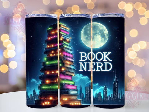 Watercolor Book Nerd 20oz Tumbler Wrap Sublimation Design, Straight Tapered Tumbler Wrap, Book Lover Tumbler Png, Instant Digital Download Sublimation SvggirlplusArt 