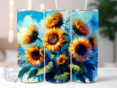 Watercolor Bouquet Sunflowers 20 oz Skinny Tumbler Sublimation Design, Sunflowers Tumbler Png, Straight & Tapered Tumbler Wrap, Instant Digital Download Sublimation ToriDesigns 