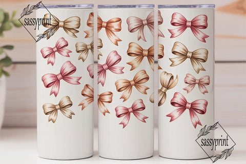 Watercolor Bows 20oz Tumbler Wrap Sublimation sassyprint 