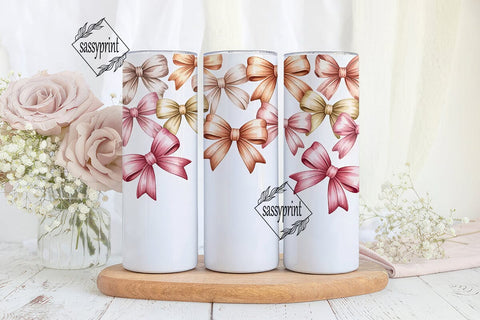 Watercolor Bows 20oz Tumbler Wrap Sublimation sassyprint 