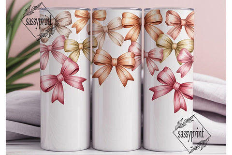 Watercolor Bows 20oz Tumbler Wrap Sublimation sassyprint 