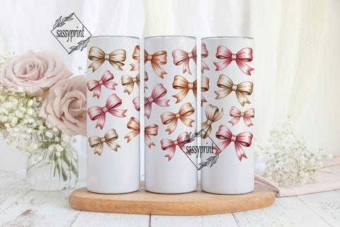 Watercolor Bows 20oz Tumbler Wrap Sublimation sassyprint 