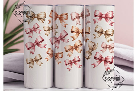 Watercolor Bows 20oz Tumbler Wrap Sublimation sassyprint 