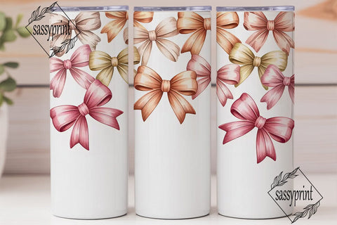 Watercolor Bows 20oz Tumbler Wrap Sublimation sassyprint 