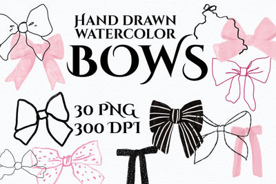 Watercolor Bows PNG SVG Paperjamlab 